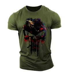 Retro men's T-shirt, 3D printed loose oversized clothing, street, Sparta, sports short sleeves, hip-hop
