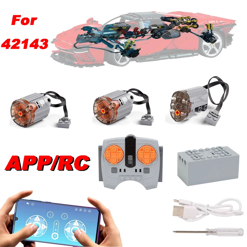 

NEW App Control Technical Power Function Motor Parts 42143 Ferraried Daytona SP3 APP Programing RC Li-Battery Building Blocks