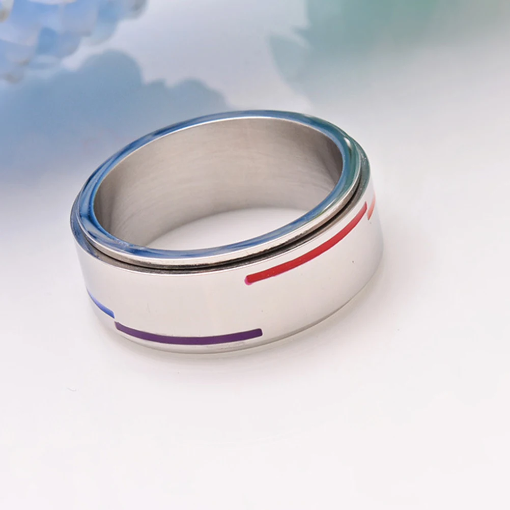 

Stainless Steel Ring Rotatable Waterproof Fashion Rainbow Ring for Gay Lesbian Party Decorations