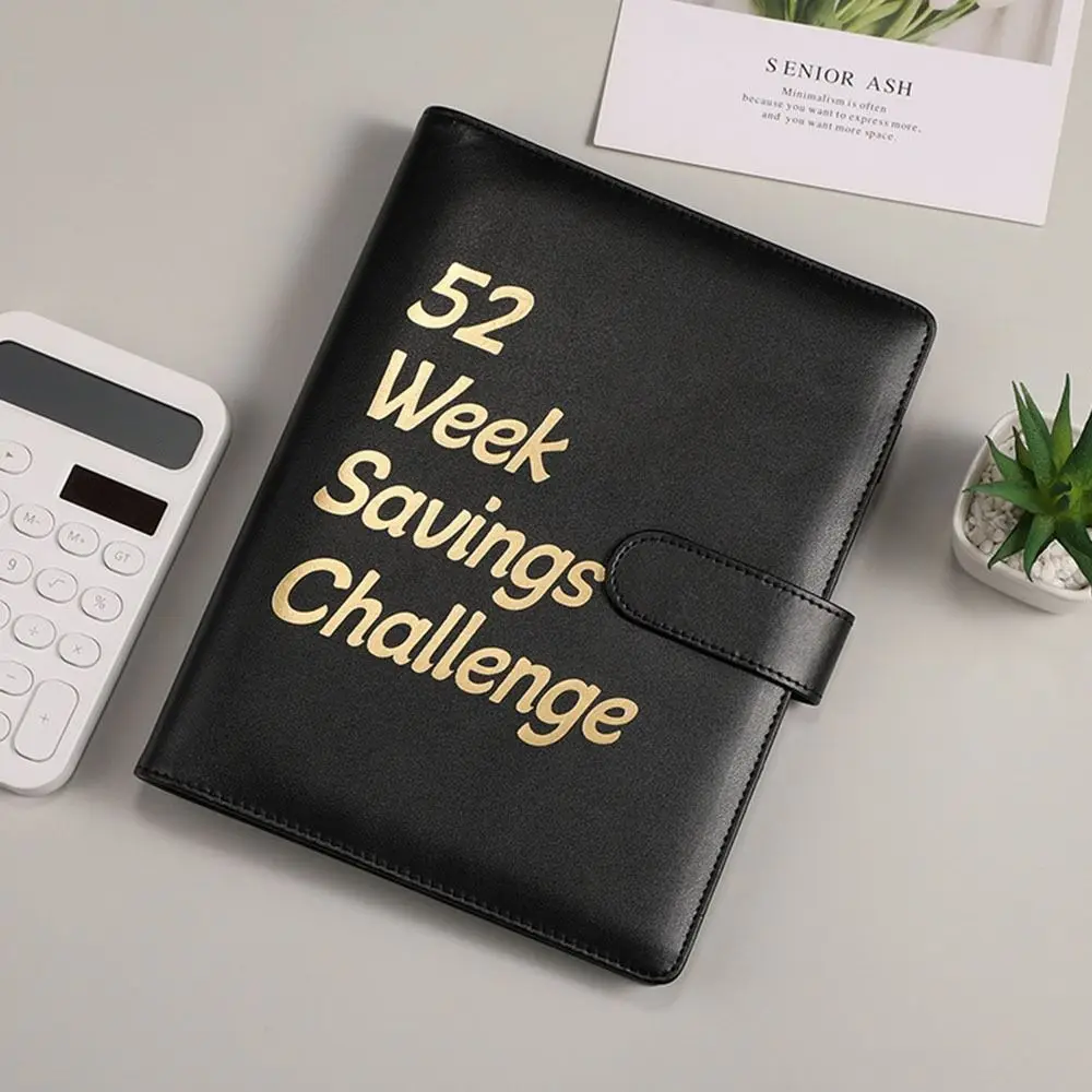 PU Money Saving Binder 52 Week Cash Envelopes Mini Budget Binder Durable Waterproof Envelope Savings Challenge Save Money