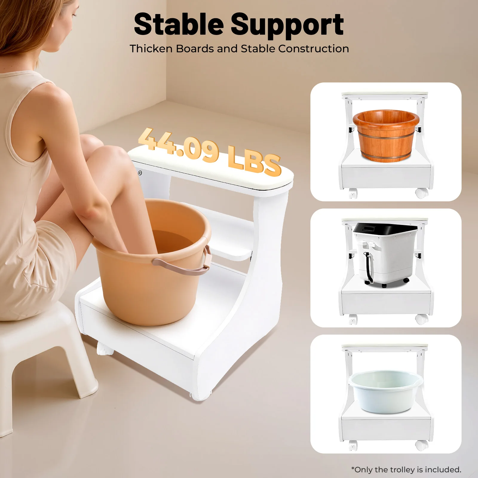 Portable Foot Baths Trolley Footbath Cart Nail Stool Rest Pedicure For Foot Manicure Massage