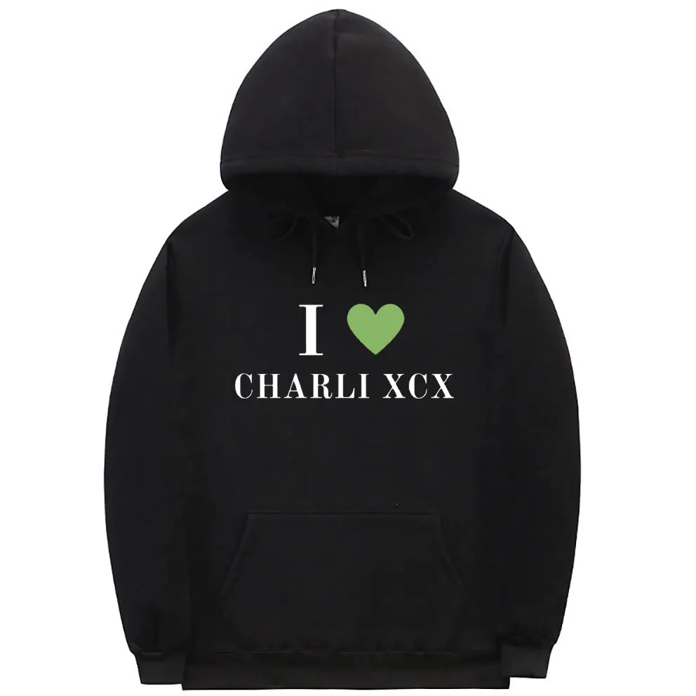 I Love Charli Xcx Graphic Print Hoodie Unisex Fashion Casual Pullover Hoodies Men Women's Vintage Hip Hop Oversized Sweatshirt