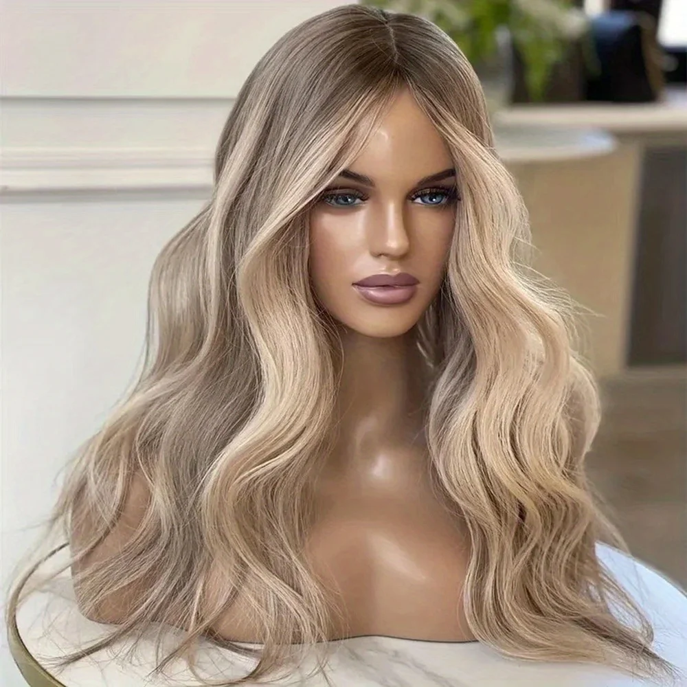 

Soft Ombre Blond Wave Hair 150 density and 13×4 100%human hair wig lace front wig, with baby hair pre plucked