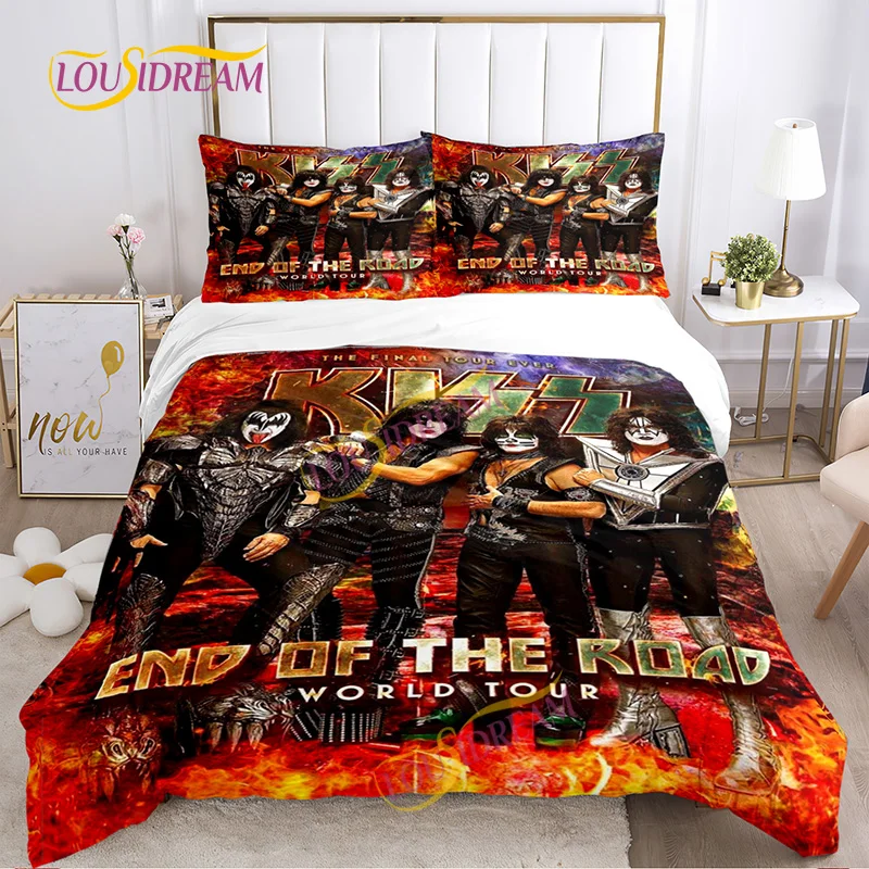 Fun American Kiss Band Music Bedding Set customizable quilt set Comfortable sheets/double bed full size adult children gift