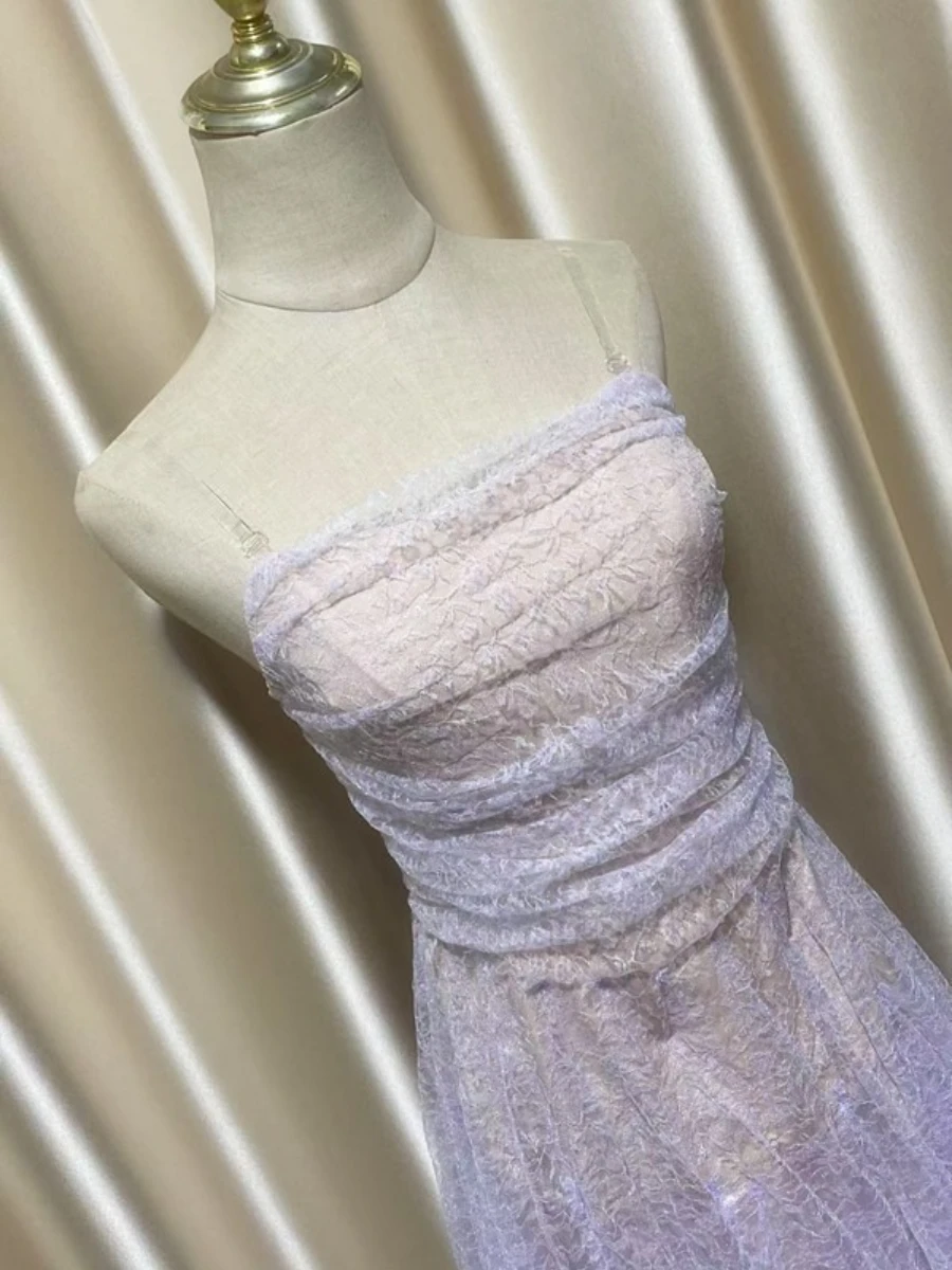 TWOTWINSTYLE Solid Sheer Spliced Mesh Elegant Midi Dresses for Women Strapless Sleeveless Patchwork Folds Dress Female Fashion