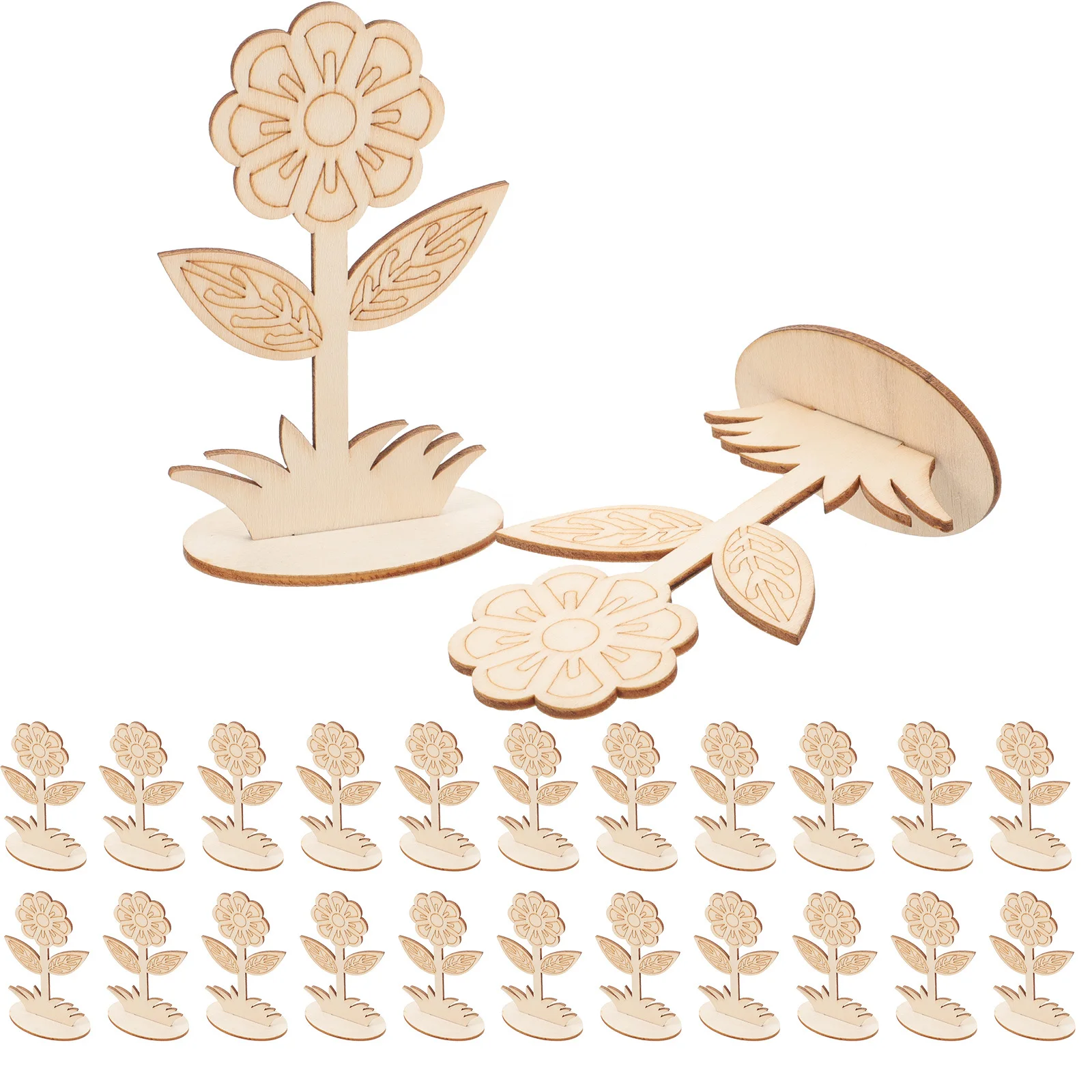 

20Pcs Wooden Floral Cutouts Blank Flower Shape DIY Painting Craft Rustic Decor for Wall Window Door Table Home Decoration
