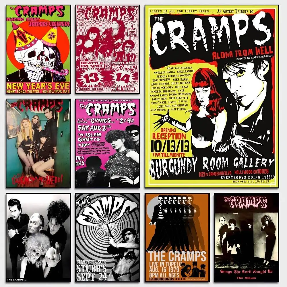 T-The C-Cramps Band Vintage Posters Sticky Whitepaper Prints Posters Artwork Posters Wall Stickers