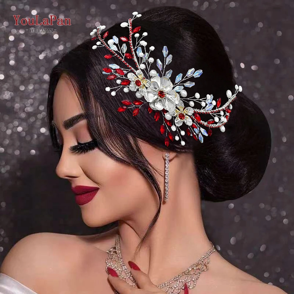 

YouLaPan Wedding Shiny Headpiece Bride Alloy Flower Headband Women Fashion Headwear Handmade Banquet Party Hair Accessory HP934