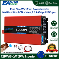 Inverter Bank Converter 12000W 8000W 5000W Voltage Converter 12V 24V DC to AC 220V EU Socket Car Micro Inverter LCD LED Display