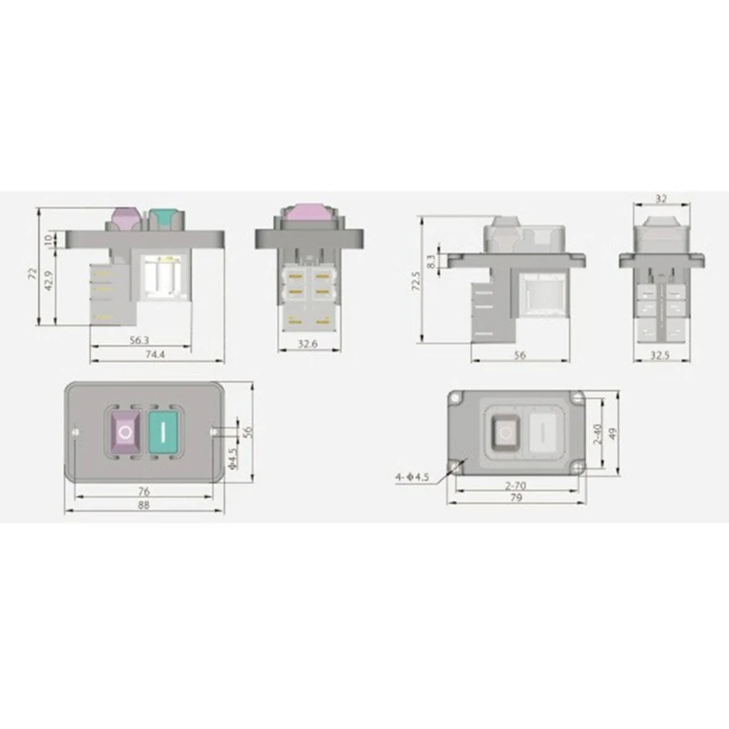 Circuito impermeabile KJD12-14 Interruttori interruzione alimentazione elettromagnetica a 6 pin Interruttori arresto