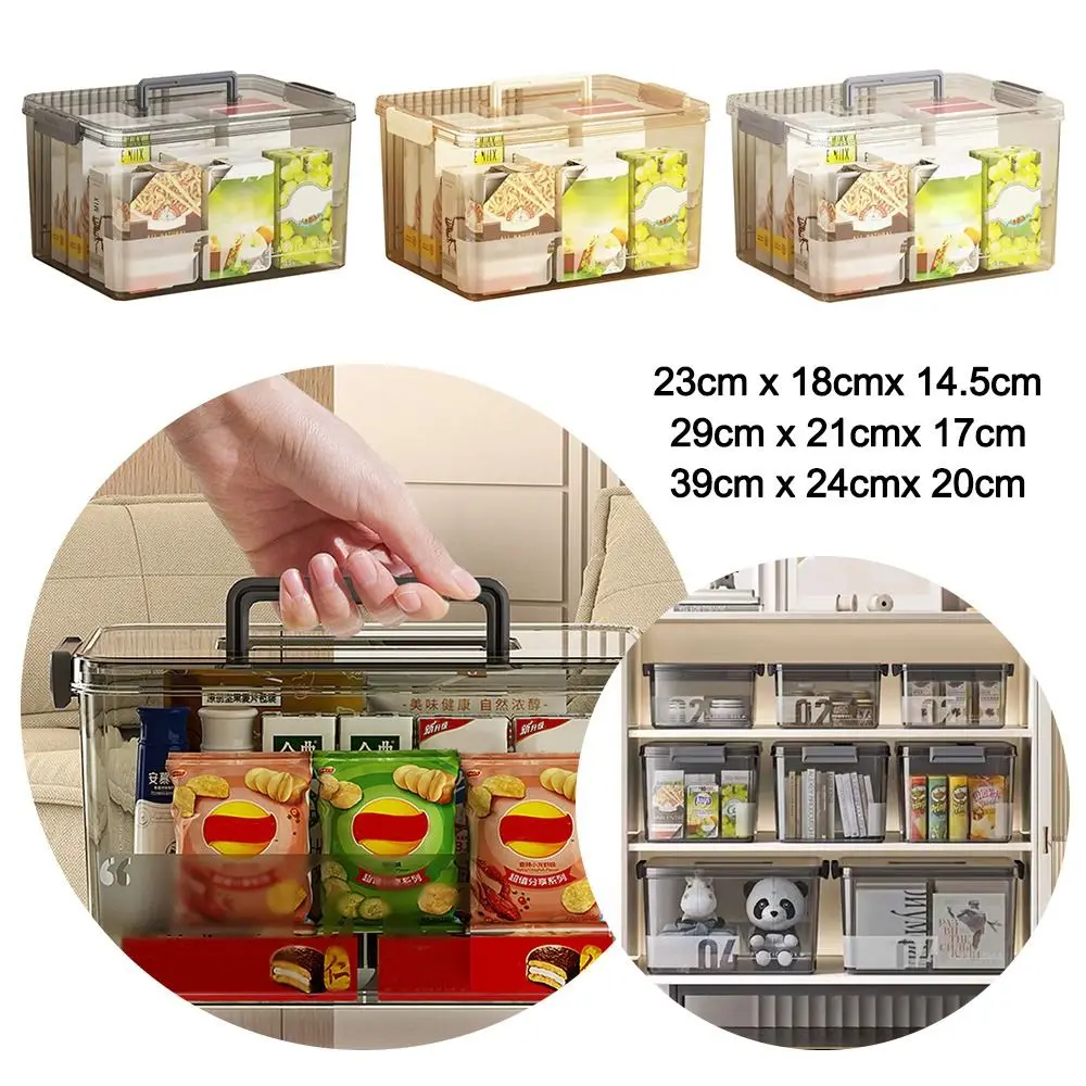 

Large Capacity Snack Toy Storage Box Durable with Handle Thickened First Aid Kit Transparent Sundries Storage Container Home