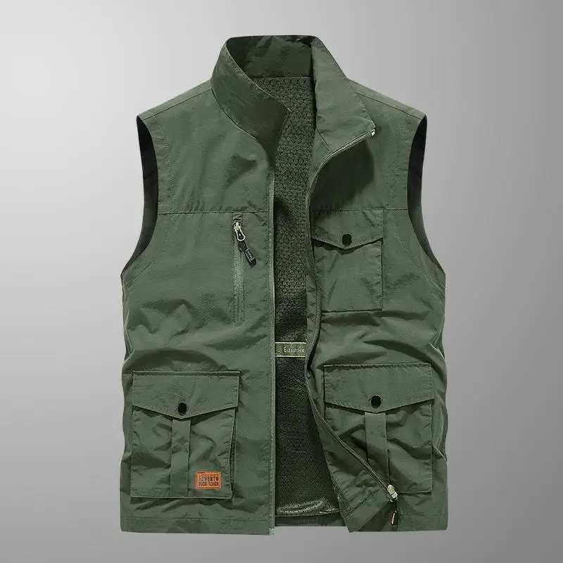 Outdoor Vest Men's Multi Pocket Workwear Quick Drying Photography Fishing Mountaineering Vest Jacket Customized LOGO