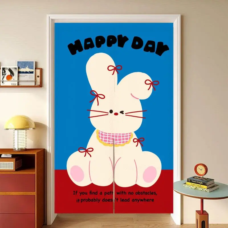 VIKAMA Cute Cartoon Clown Bear Hanging Door Curtain, Soft and Durable Fabric Privacy Screen, Entryway Half-Door Curtain
