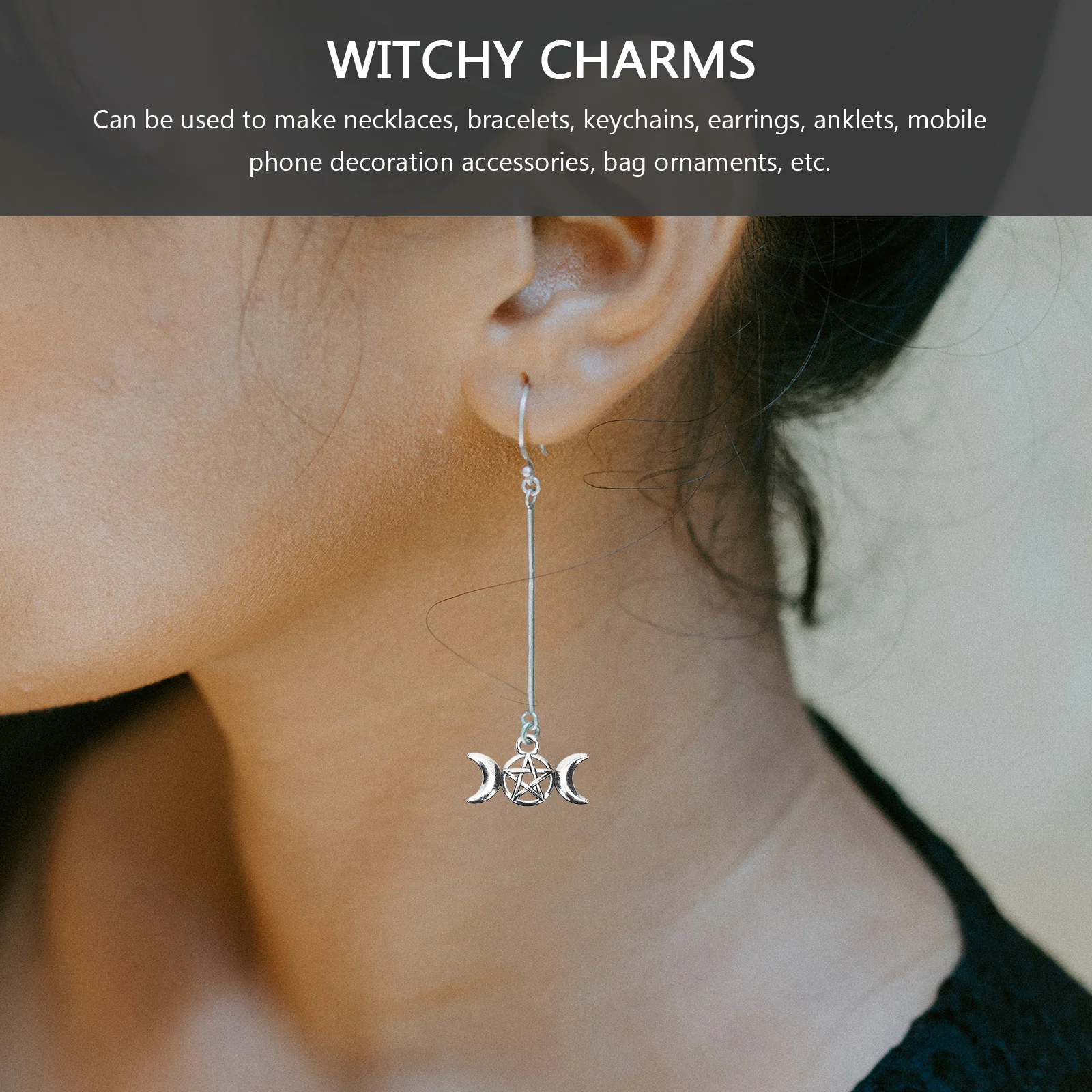 80 قطعة القمر DIY بها بنفسك اكسسوارات صنع المجوهرات قلادة سوار Charms Diy بها بنفسك الحرفية ويتشي القوطية الخماسي نجوم الزينة