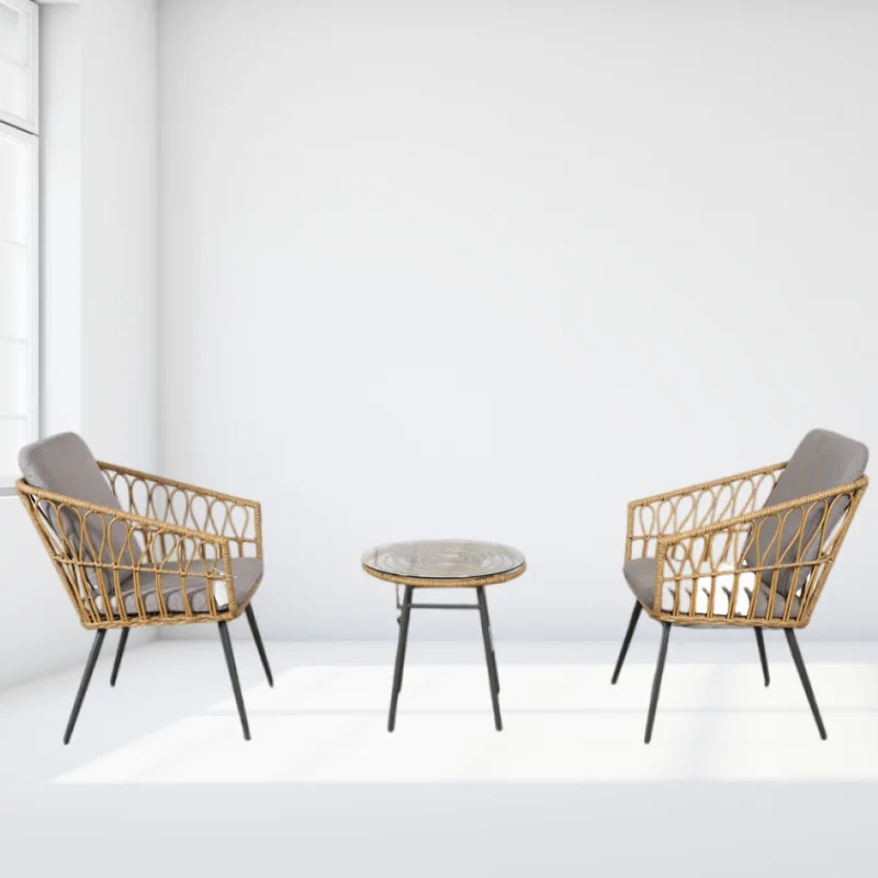 

Outdoor combination table and chair courtyard metal rattan furniture simple sofa wrought iron garden balcony hotel restaurant