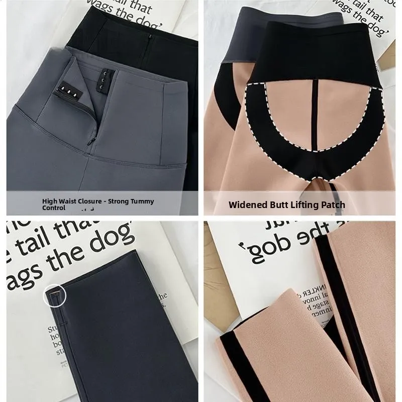 Calças de yoga de cintura alta forradas Thiened Fce feminino outono inverno quente calças justas confortáveis controle de abdômen