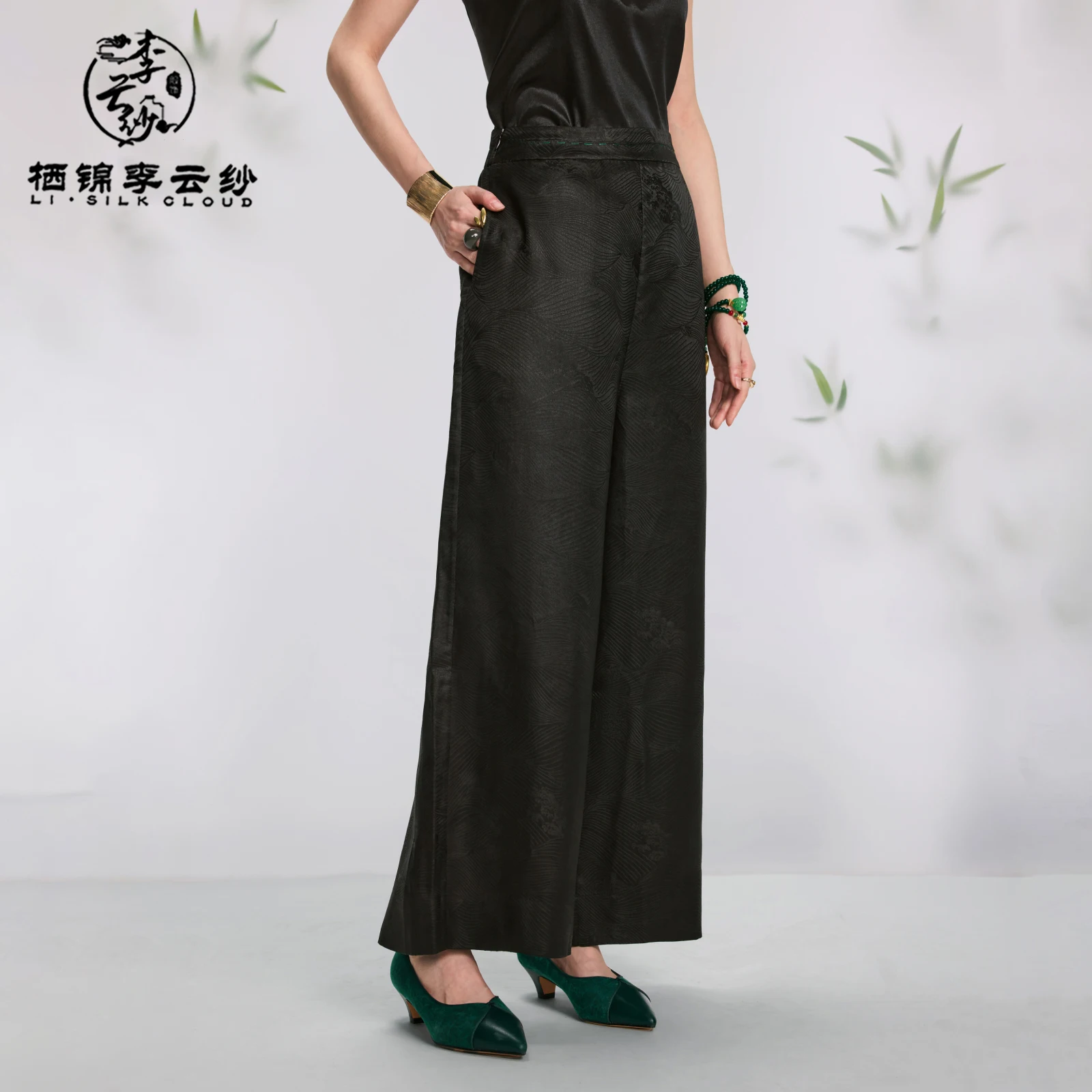 

LI SILK CLOUD xiangyunsha Pants - Skin-Friendly Silk Fabric, Comfortable Trousers, Soft Wear Guangdong Black Pearl
