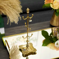 Jewelry Storage Rack Brass Handmade Ornaments Retro French Elegant Necklace Beads Display Hanger Creative Home Decorations Gift