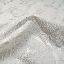 European Dark Pattern Jacquard Brocade Fabric Spring Autumn Pure White for Dress Wind Clothes Clothing Material Sewing Per Meter