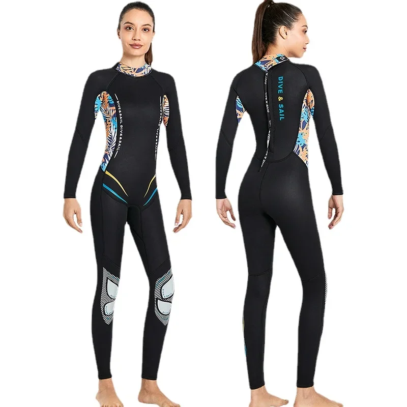 Neoprene Wetsuit for Women, Full Wetsuit, Back Zipper, Snorkeling, Scuba Diving, Swimming, Kayaking, KiteSurfing, 3mm