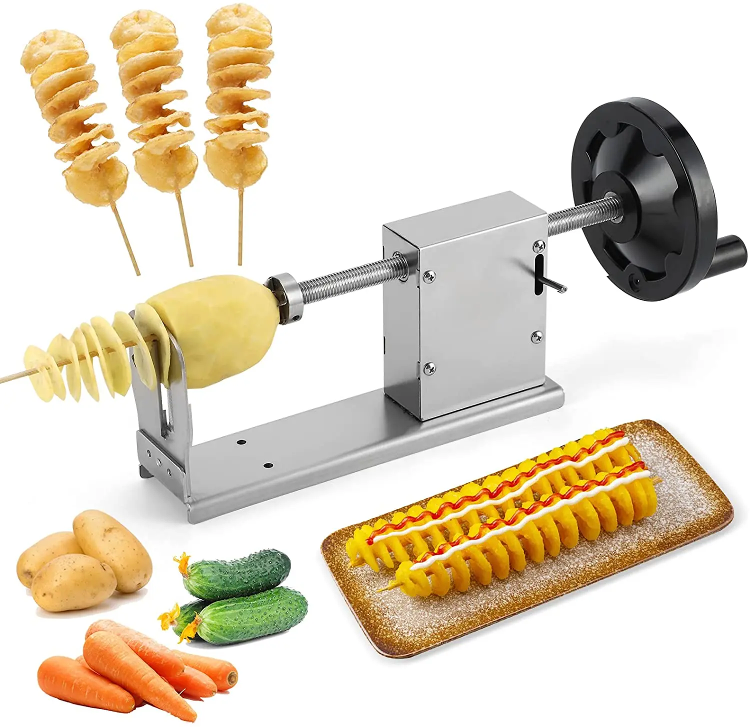 New Product Hand Potato Spiral Cutter/Commercial Manual Twist Rotating Potato Slicing Machine