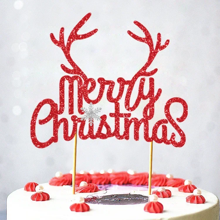 Décoration de gâteau joyeux Noël avec chapeau, décoration de fête, drapeaux, bois de cerf, arbre Chi, fournitures de cuisson, bricolage, Noël, bonne année