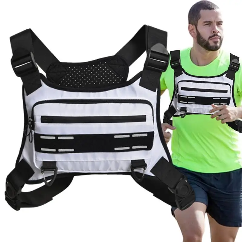 Running Vest Bag Adjustable running chest bag Reflective Front Chest Pack With Phone Holder Breathable cycling Vest for sport