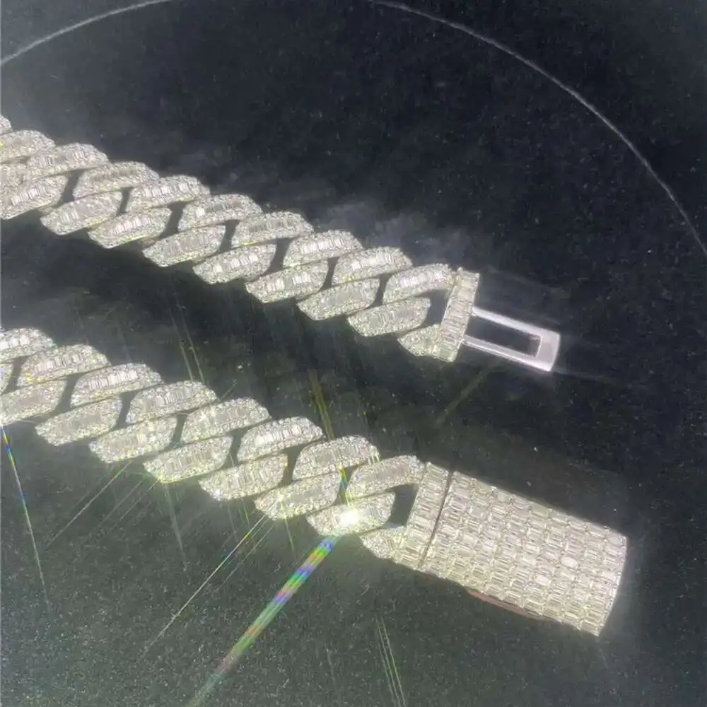 

Wholesale Luxury Punk 925 Sterling Silver Jewelry Man Took 15 Mm Well Simulation Drill As t Cuba Chain Necklace