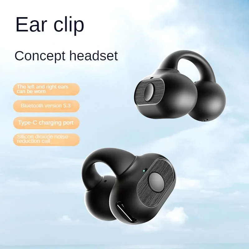 NEW Wireless Bluetooth Headset Ear Clip Bone Conduction 5.3 Extra Long Endurance Outdoor Sports Headphones for Men and Women