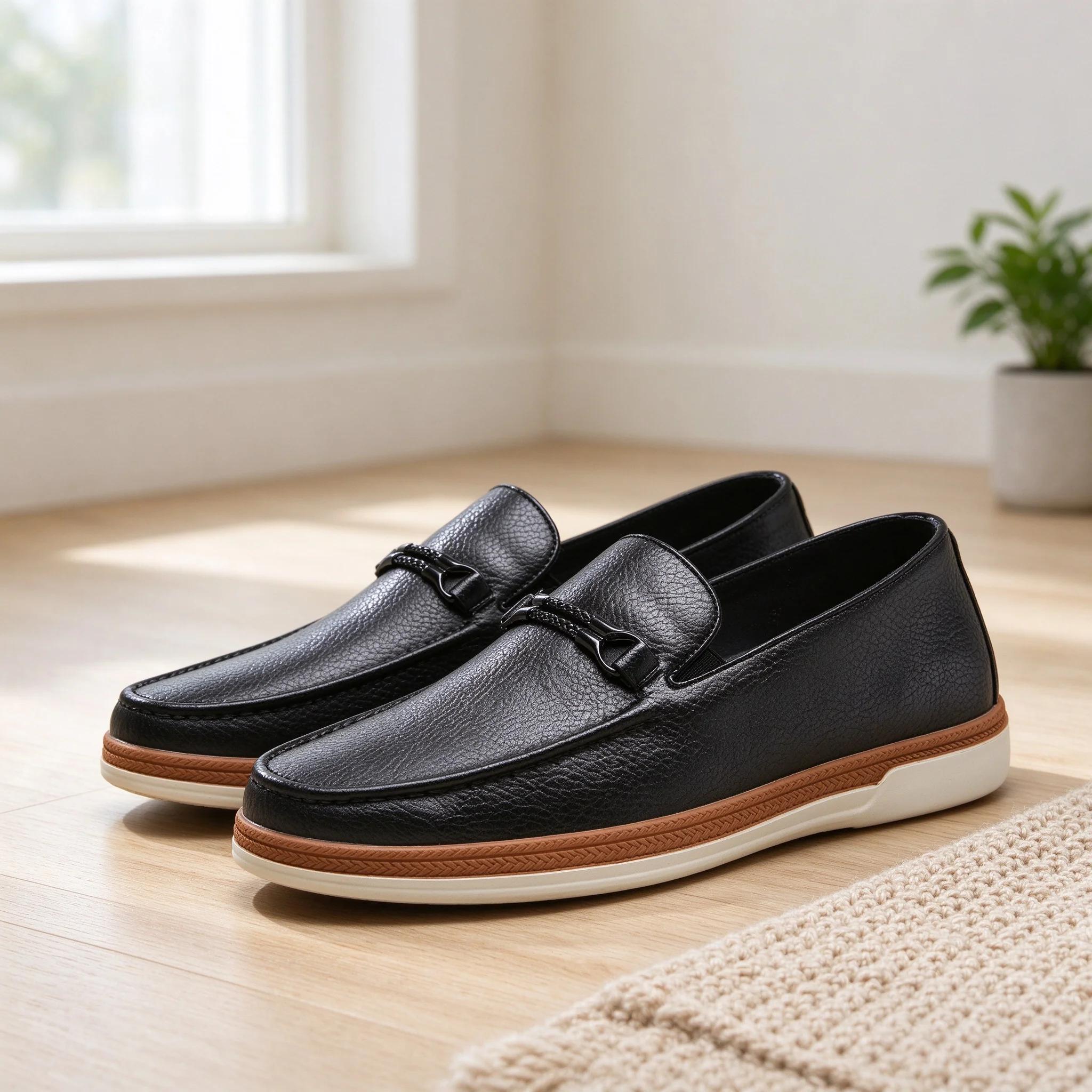 Desai Men's Dress Shoes Faux Leather Classic Horsebit Loafers Wide Width Fall Winter Comfortable Stylish Elegant Walking