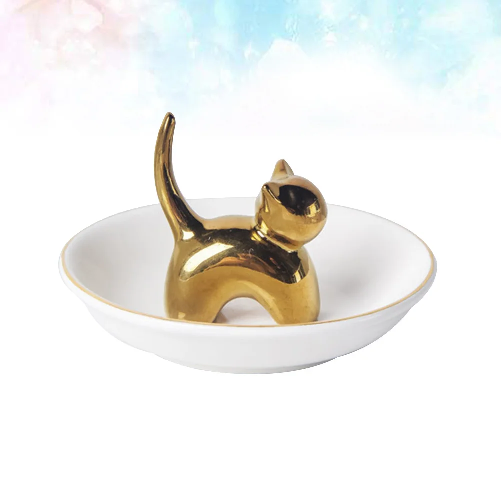 Ceramic Cat Jewelry Dish Nordic Style Decorative Tray for Rings Earrings Bracelets Jewelry Organizer Storage Plate