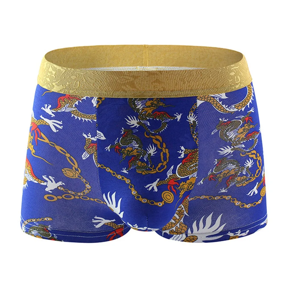 Calcinha Padrão Dragão Respirável Masculina, Cuecas Confortáveis Masculinas, Shorts de Cueca Deslizante, Cuecas Soltas