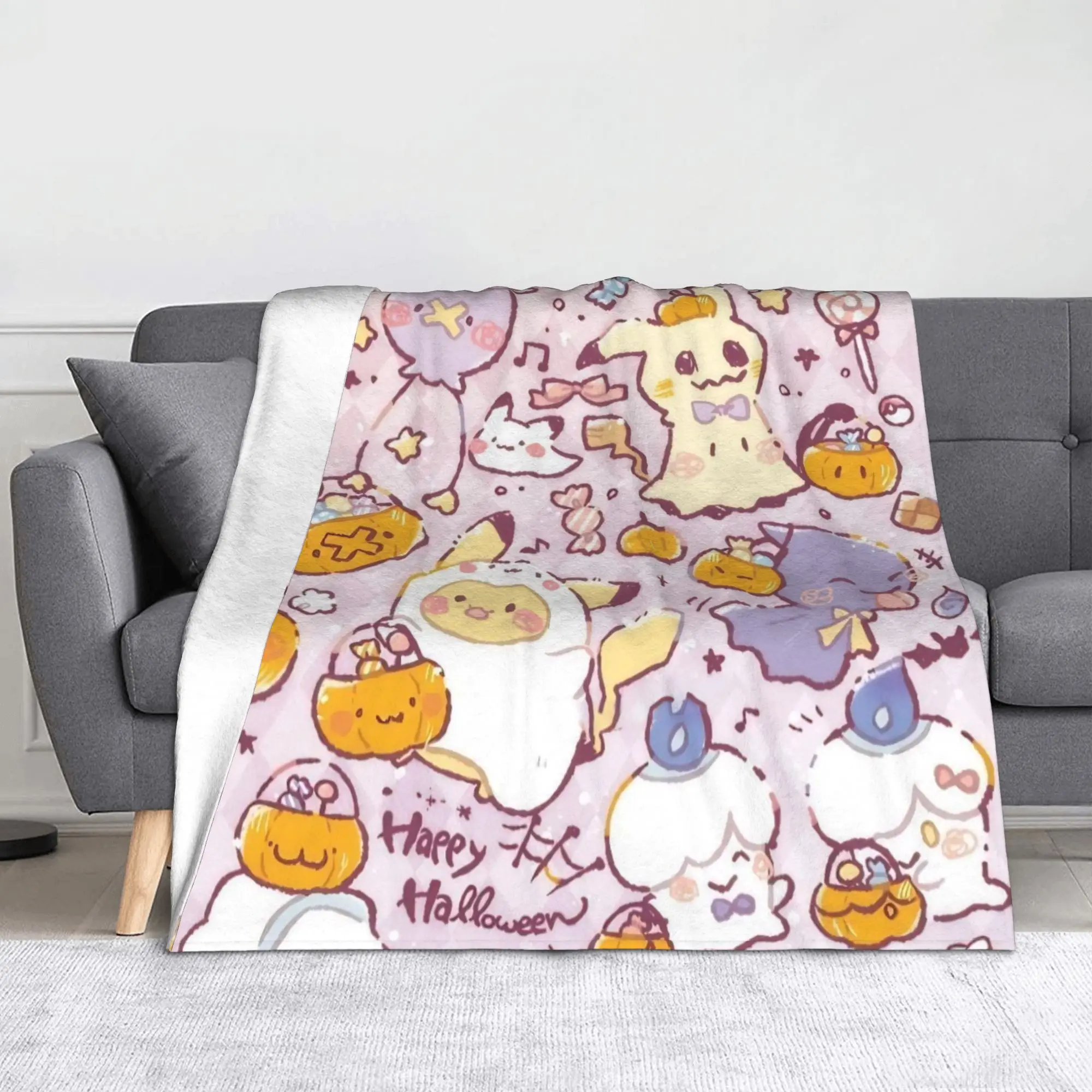 

Одеяло с героями мультфильмов «Покемон», флисовое одеяло на лето, осень, зиму, призрак, Хэллоуин, дышащие ультра-мягкие пледы для дивана, автомобильное одеяло