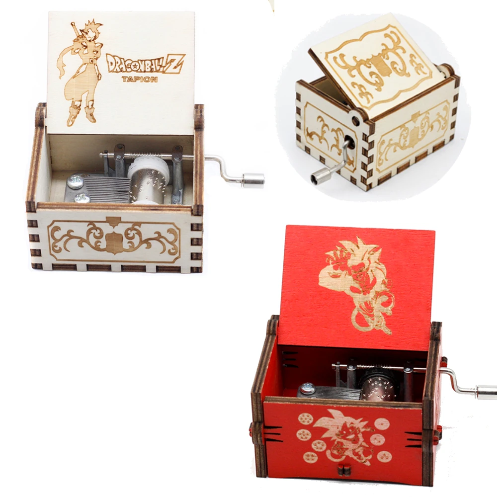 Engraved Vintage Wooden Hand Crank Music Box, Anime Themed (Dragon Ball Z/Naruto/Demon Slayer), Ideal Gift for Anime Fans view 5