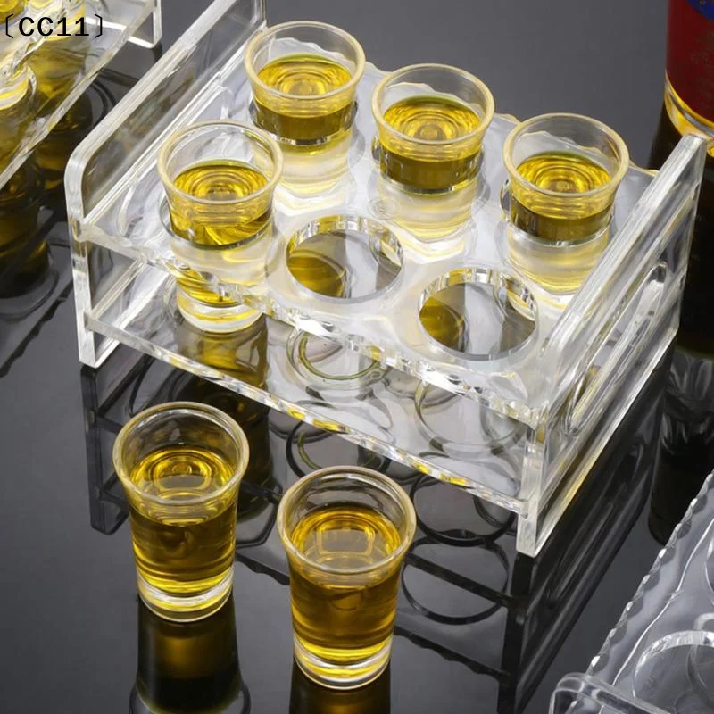 Support de présentation en verre pour verres à vin et à boissons, plateau de service et de dégustation, double rangée, 6/8/12 trous pour verres〔CC11〕