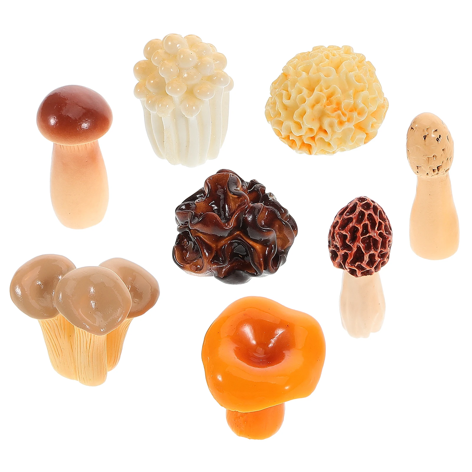 

8Pcs Miniature Mushrooms Realistic Resin Decoration for DIY Crafts Artificial Vegetables Faux Food Models Micro Landscape Decor