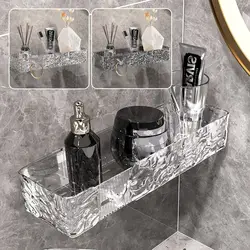 Light Luxury Water Ripple Bathroom Storage Rack Punch Free Wall Storage Rack Shower Gel Storage Rack Bathroom Thickening