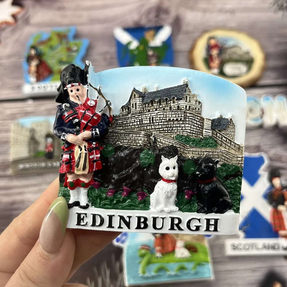 UK Edinburgh Scotland London 3D Fridge Magnet, Resin British Castle Travel Souvenir, Gift & Collectible