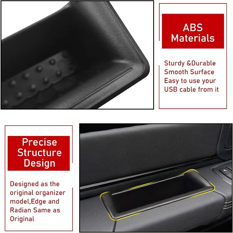 for Ram 1500 Door Side Organizer Tray 2019 2020 2021 2022 2023 2024 2025, for Ram 1500 Door Pocket Insert 4 Pcs Door Side Storag