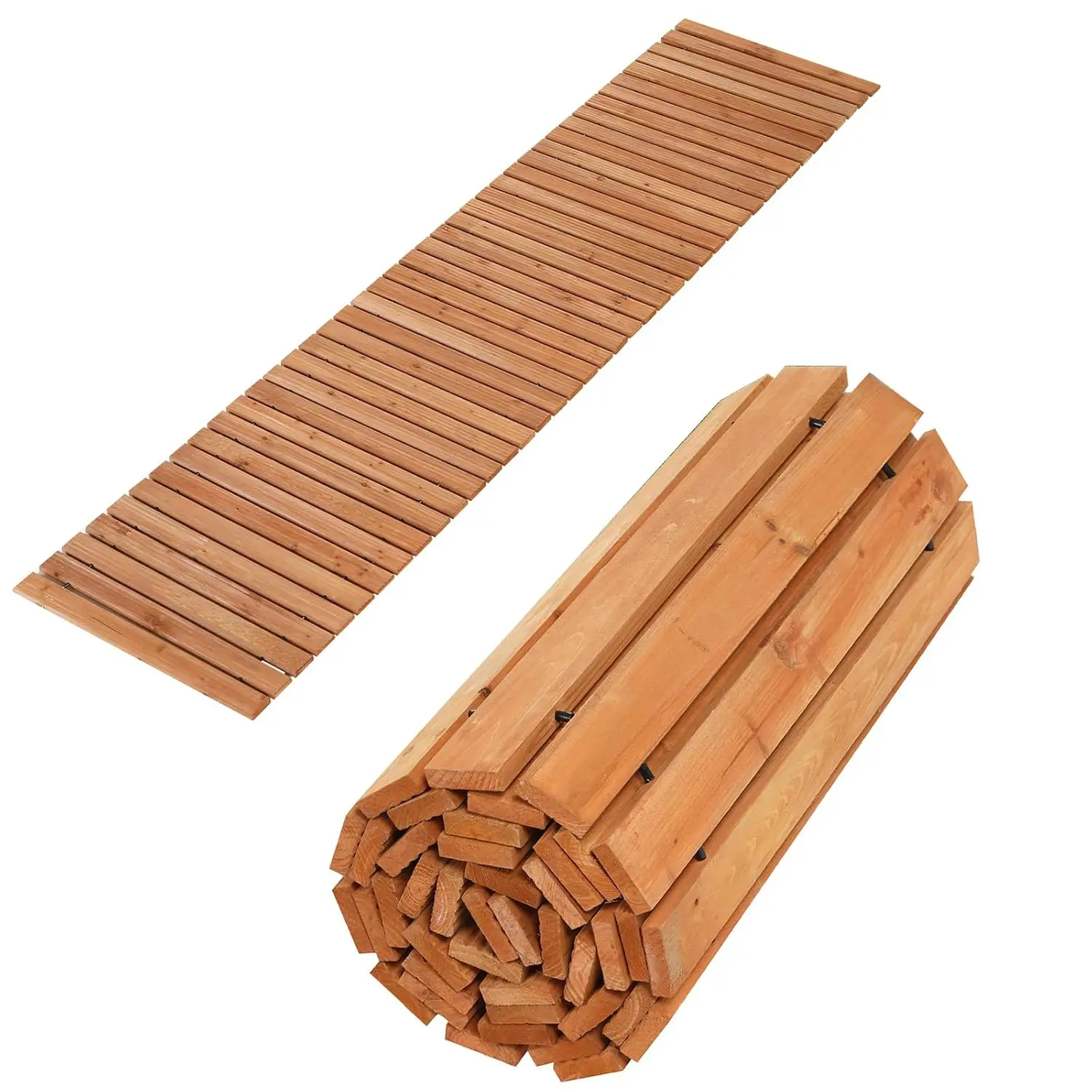 Wooden Garden Pathway, 8ft Roll Out Walkway 22 inch Wide, No Assembly Required, Outdoor Decorative Boardwalk, Customized