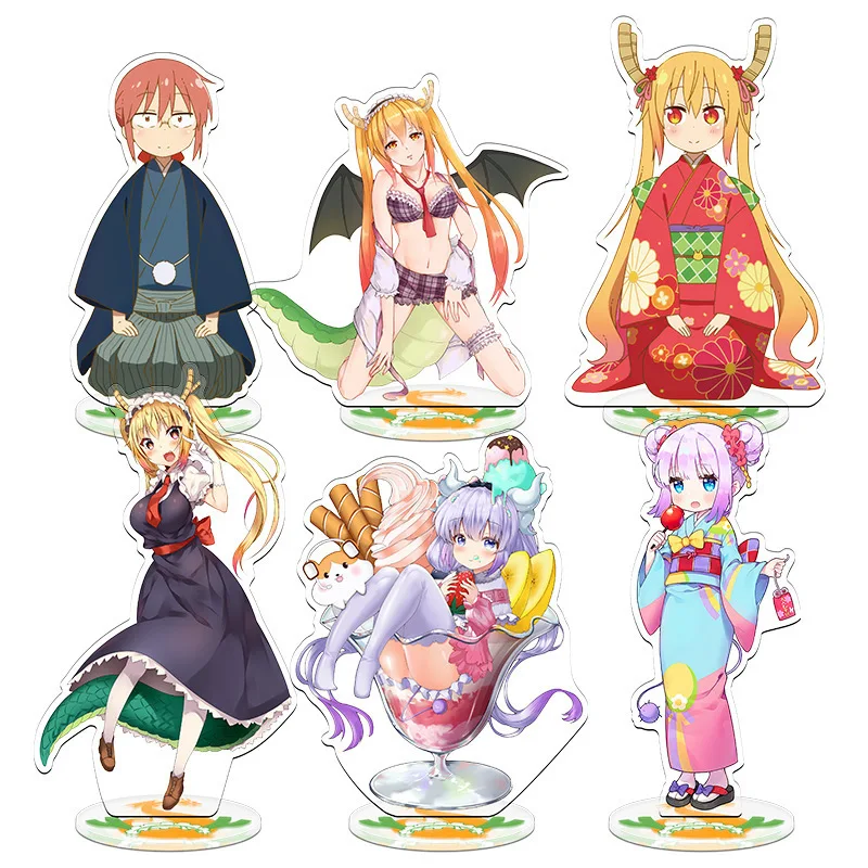 Anime Miss Kobayashi\'s Dragon Maid S Tohru Kanna Acrylic Stand Model Plate Toy Kobayashi-san Cartoon Figure DIY Desk Decor Props