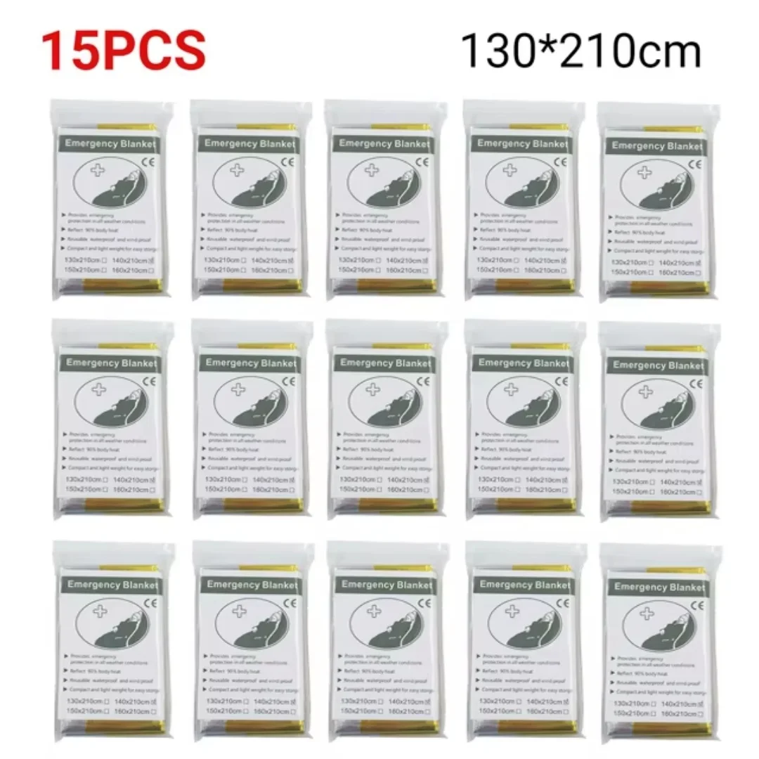 5-30Pc Outdoor Emergency Gold-Sliver Survival Deken Waterdicht Ehbo Rescue Gordijn Folie Thermische Militaire Deken 130X210Cm