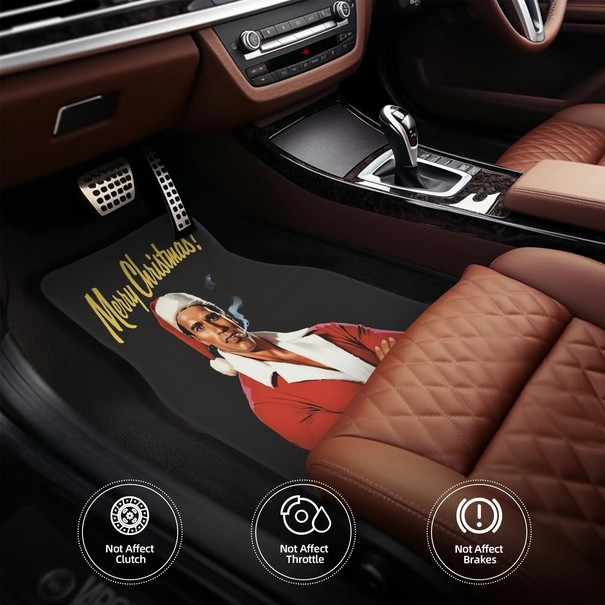 Set Of 4 Festive Arnold Car Floor Mats, Made From Sturdy Polyester Fiber, Suitable For Vehicles, Perfect As A Gift, Interior Mat
