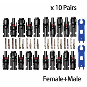 موصل الألواح الشمسية من الذكور والإناث ، يستخدم للكابلات الشمسية ، المقاطع العرضية ، 2.5 مم إلى 6.0 مم ، 10 أزواج أعلى 11 مبيعات للألواح الشمسية المستعملة - رقم 10