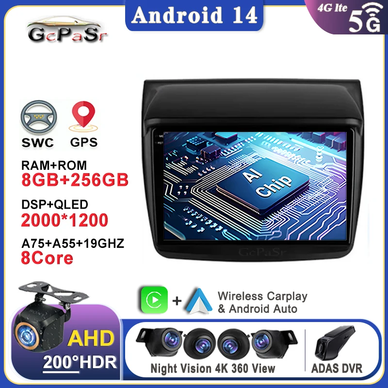 

Автомобильный Dvd-плеер Android 14 для Mitsubishi Pajero Sport 2 L200 Triton 2008-2016, стерео головное устройство, высокопроизводительный процессор, 2din DVD-видеорегистратор