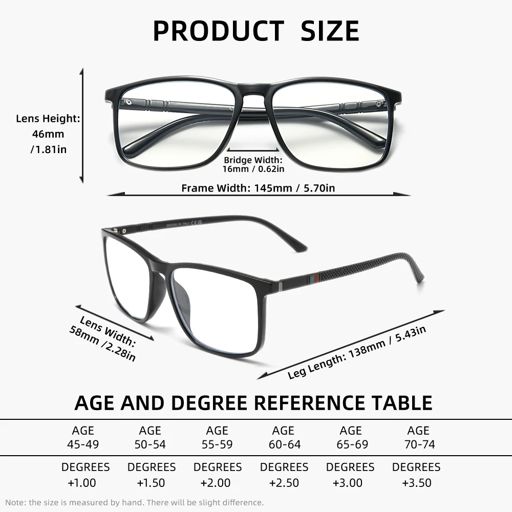 Klassische Rechteckige Lesebrille für Männer und Frauen Blaulichtfilter Presbyopie-Brille Unisex +1,0+1,5+2,0+2,5+3,0+3,5 – Detail 2
