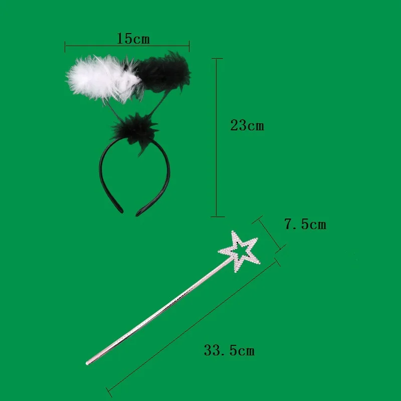Festival party makeup costumes props children\'s performanceCOS dress up black and white angel wing set Halloween