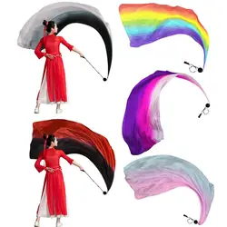 Gauze Scarf Women Stage Performance Wear Belly Dance Gradient Color Flowy Long Scarf Ball Set Fan Classical Dance Hand Fan