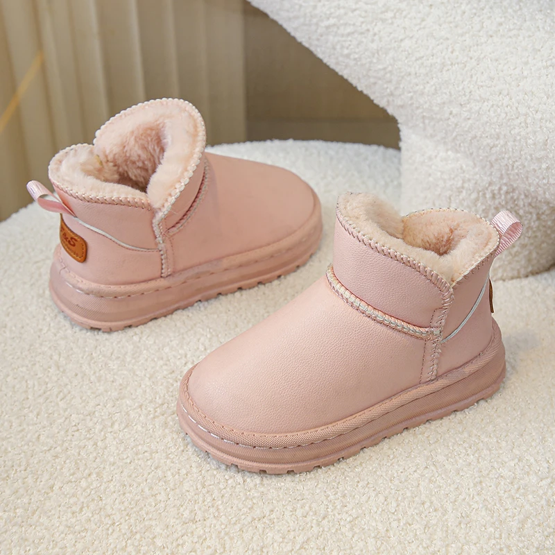 男の子女の子冬子供スノーブーツ足首スリッポンファッションクラシックソフト子供靴暖かい厚い豪華な綿子供ゴムブーツ
