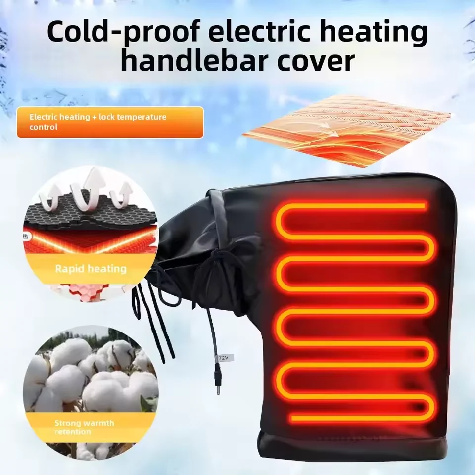 

Electric Heating Handlebar Gloves Windproof Motorcycle Handle Bar Muffs Hand Warmer 3 Levels Temp Motorbike Heated Grip Gloves